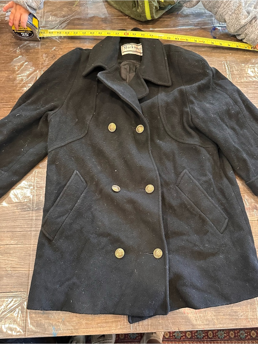 Mackintosh Black Double-Breasted Wool Peacoat